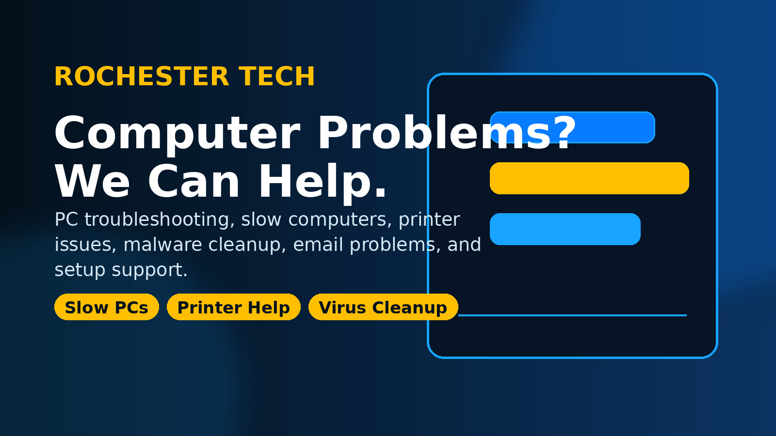Computer troubleshooting and PC support in Rochester MN